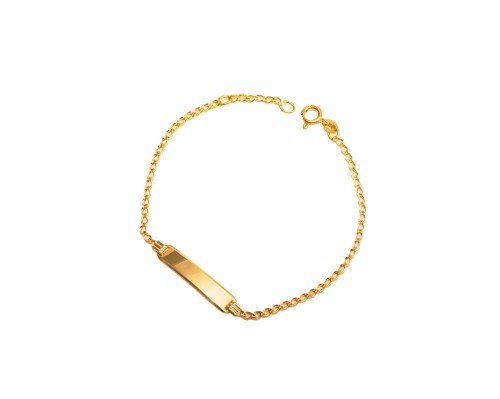 Złota bransoleta z patką, blaszką na grawer