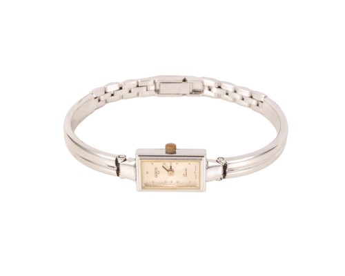 Damski, złoty zegarek Geneve z prostokątną tarczą