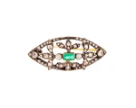 Broszka ze szmaragdem ok. 0,20 ct i diamentami ok. 0,80 ct