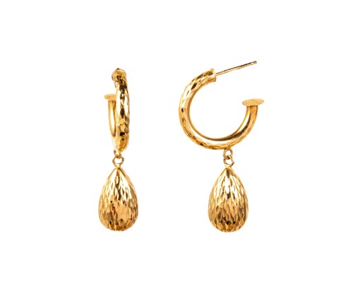 Wiszące kolczyki w żółtym złocie, zdobione