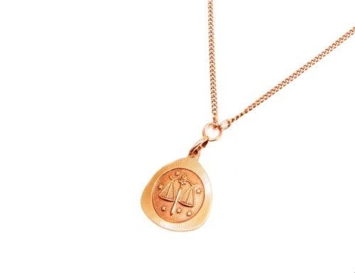 Naszyjnik z zawieszką zodiakalnej Wagi, złoto pr. 750