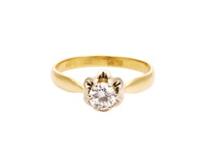 Pierścionek z brylantem o masie ok. 0,46 ct, czystość VVS