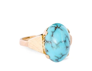 Złoty pierścionek z turkusem, próba 750