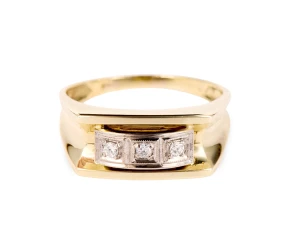 Pierścionek stylizowany na Art Deco, z 3 brylantami