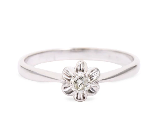 Pierścionek z diamentem ok. 0,12 ct, zaręczynowy