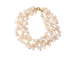 Bransoletka z 3 sznurów pereł słodkowodnych, ze złotym zapięciem, W. KRUK