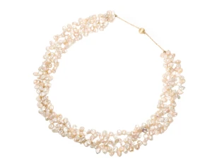 Naszyjnik z 3 sznurów pereł słodkowodnych, ze złotym zapięciem, W. KRUK