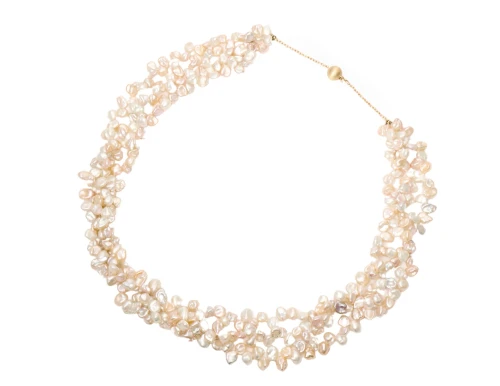 Naszyjnik z 3 sznurów pereł słodkowodnych ze złotym zapięciem W. KRUK