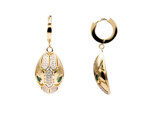 Wiszące kolczyki z wężami, cyrkonie