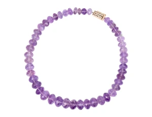 Naszyjnik z ametystów ze złotym, diamentowym zapięciem 