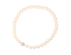 Naszyjnik z pereł morskich i diamentami ok. 1,57 ct