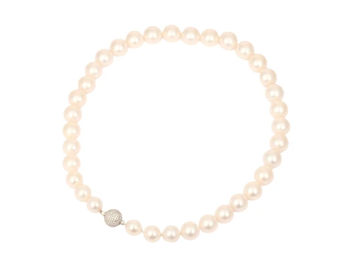 Naszyjnik z pereł morskich i diamentami ok. 1,57 ct