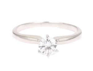 Pierścionek zaręczynowy z diamentem, białe złoto 14k