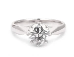 Platynowy pierścionek z brylantem ok. 1,41 ct
