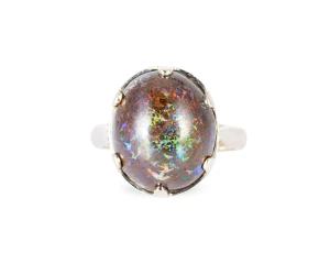 Pierścionek z opalem boulder, opal matrycowy