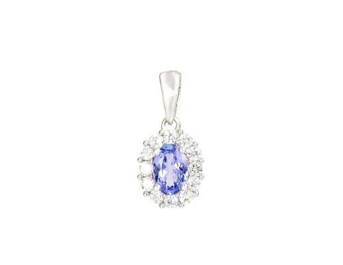 Złota zawieszka z tanzanitem ok. 0,45 ct oraz diamentami
