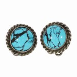 Klipsy srebrne ORNO z turkusami syntetycznymi