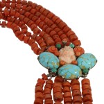 Naszyjnik z koralem, turkusami i howlitami 60 cm