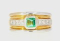 Obrączka ze szmaragdem i diamentami 42734