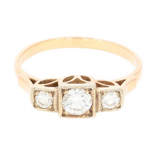 Pierścionek z żółtego złota z diamentami 7710