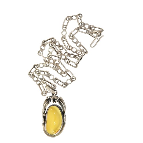 Srebrny naszyjnik z bursztynem 47001