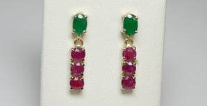 Kolczyki z rubinami i szmaragdami