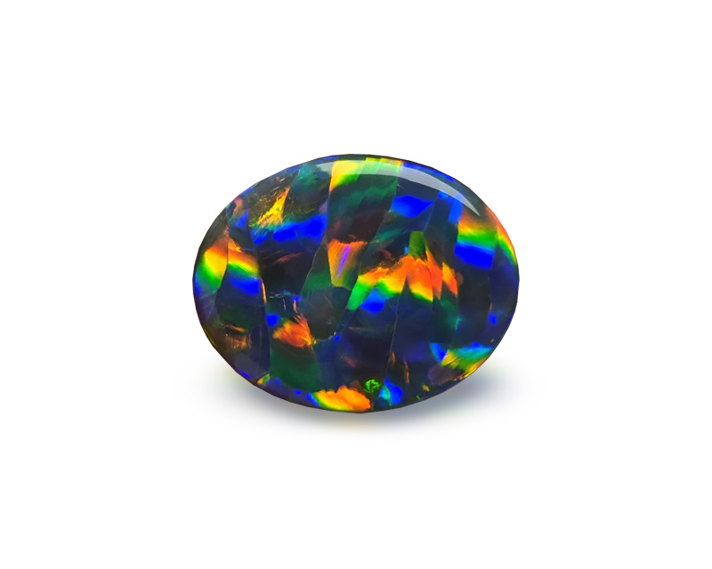 Opal czarny z Lightning Ridge z efektem harlequin